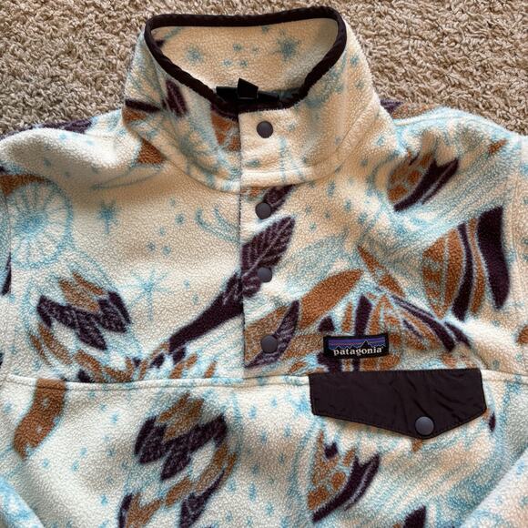 Patagonia Synchilla 1/4 Snap-T Fleece Pullover Harvest Moon Owl Women’s L Rare - Picture 2 of 9